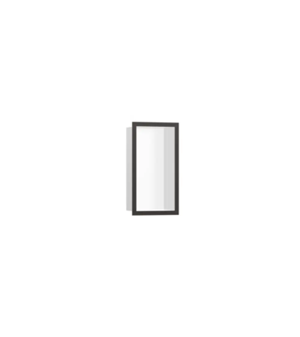 Helle Wandnische von Hansgrohe mit einem schmalen, matten weißen Designrahmen. Das Produkt zeigt eine einfache, funktionale Form für die Wandmontage.
